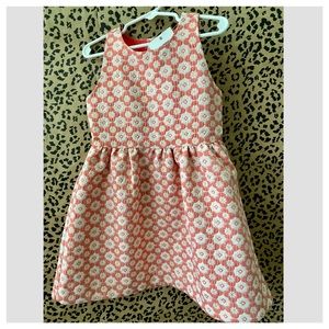 Janie and Jack Coral and White Floral Textured Dress